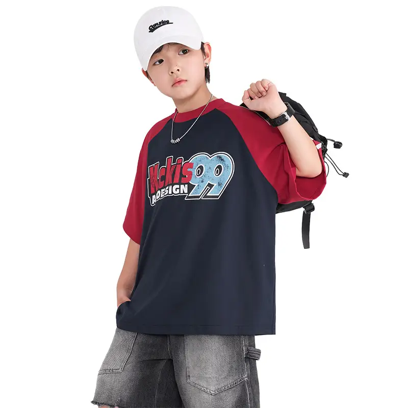 Boys T-Shirt Yellow Black 2025 Kids Summer Loose Fit