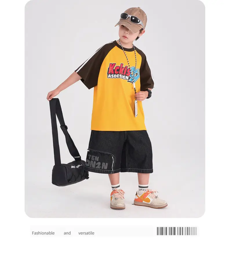 Boys T-Shirt Yellow Black 2025 Kids Summer Loose Fit — feature 10