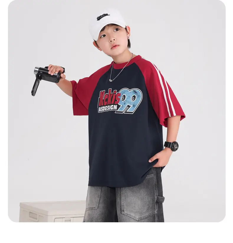 Boys T-Shirt Yellow Black 2025 Kids Summer Loose Fit — feature 17