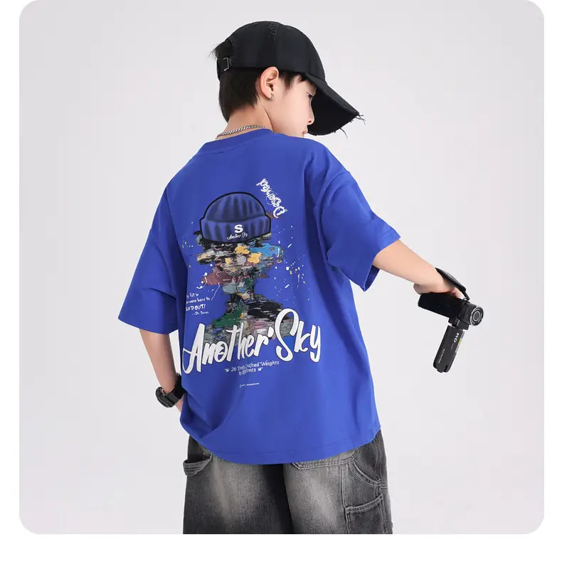 Boys Blue Graffiti T-Shirt 2026 Kids Summer — feature 19