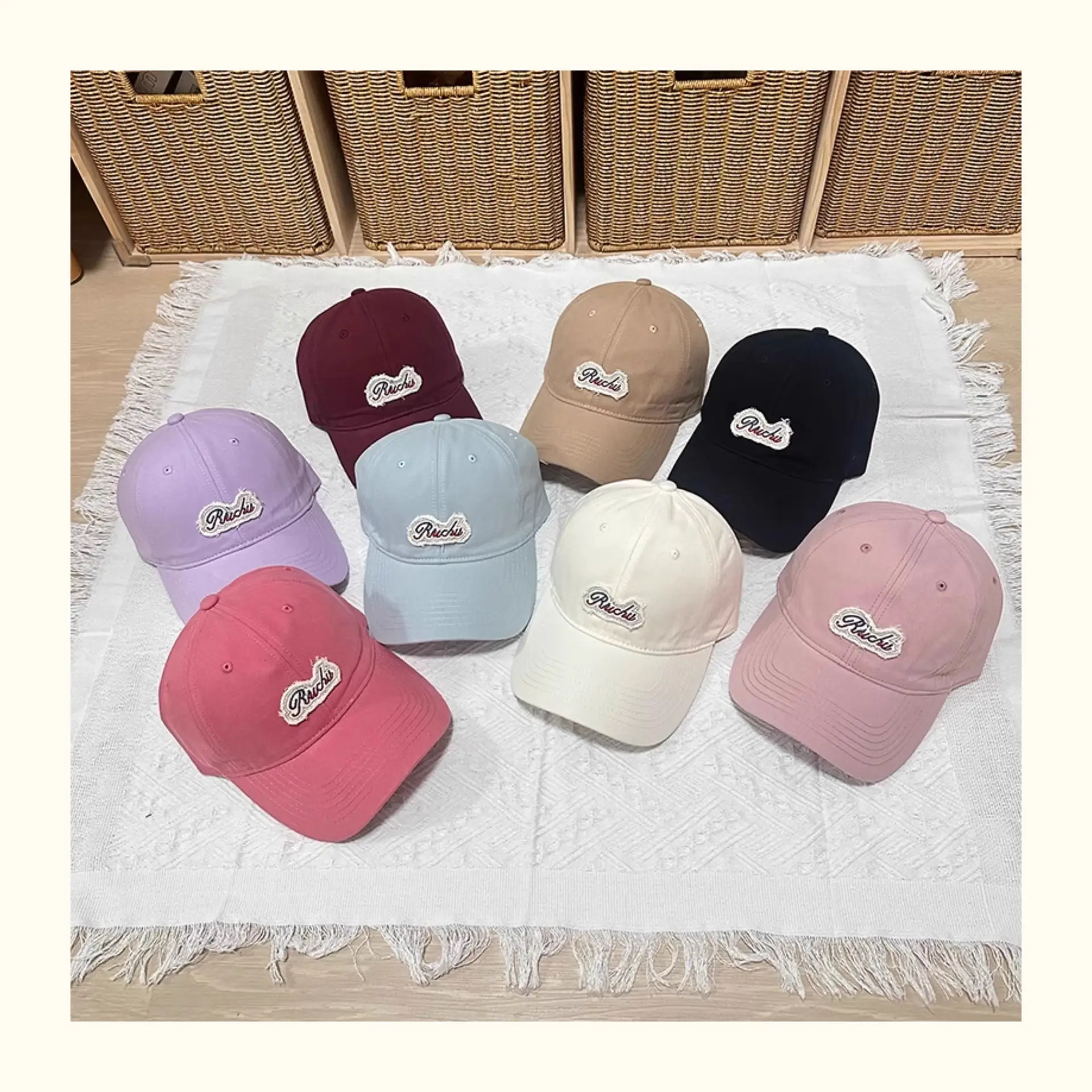 Women Baseball Cap with Letter Embroidery White — feature 4