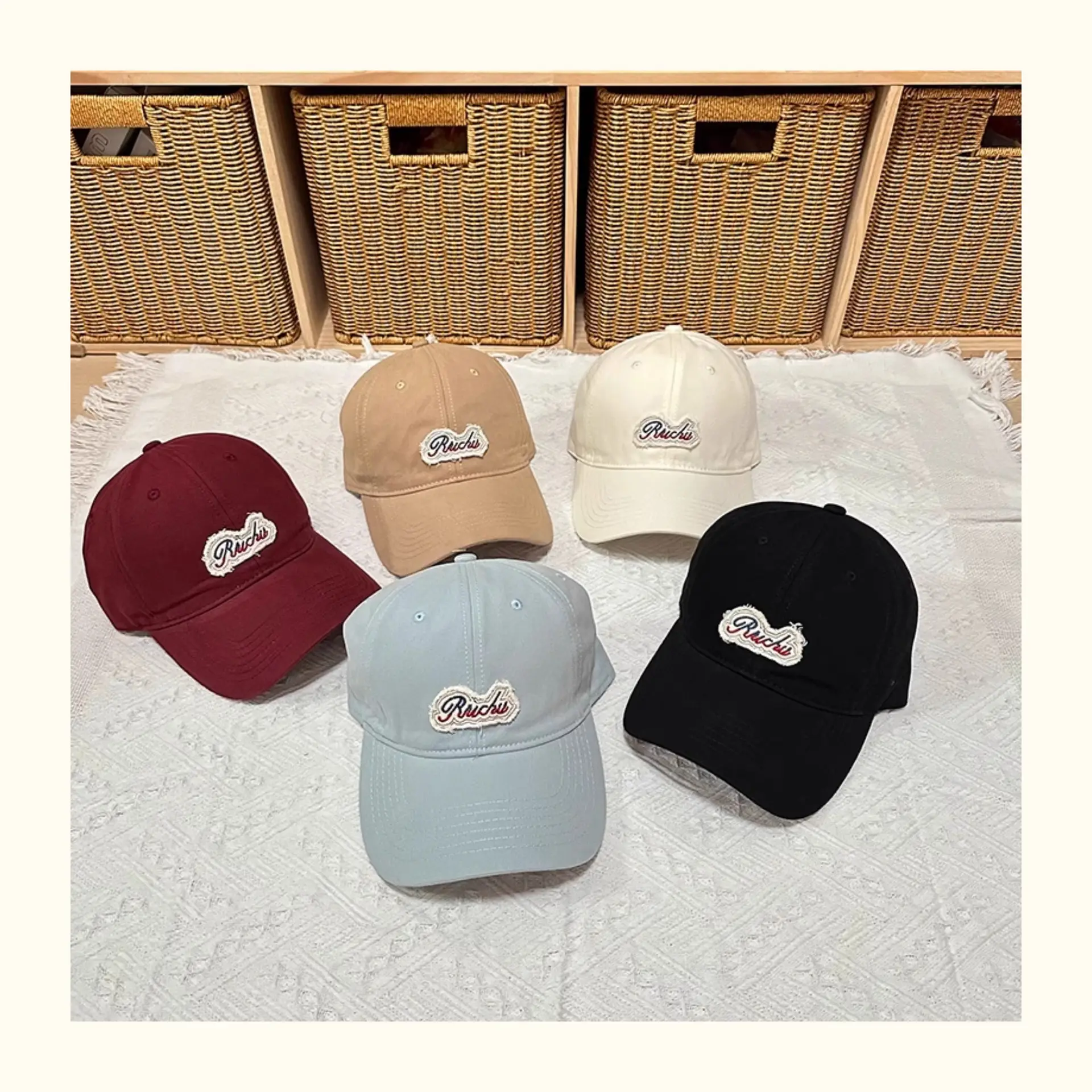 Women Baseball Cap with Letter Embroidery White — feature 5