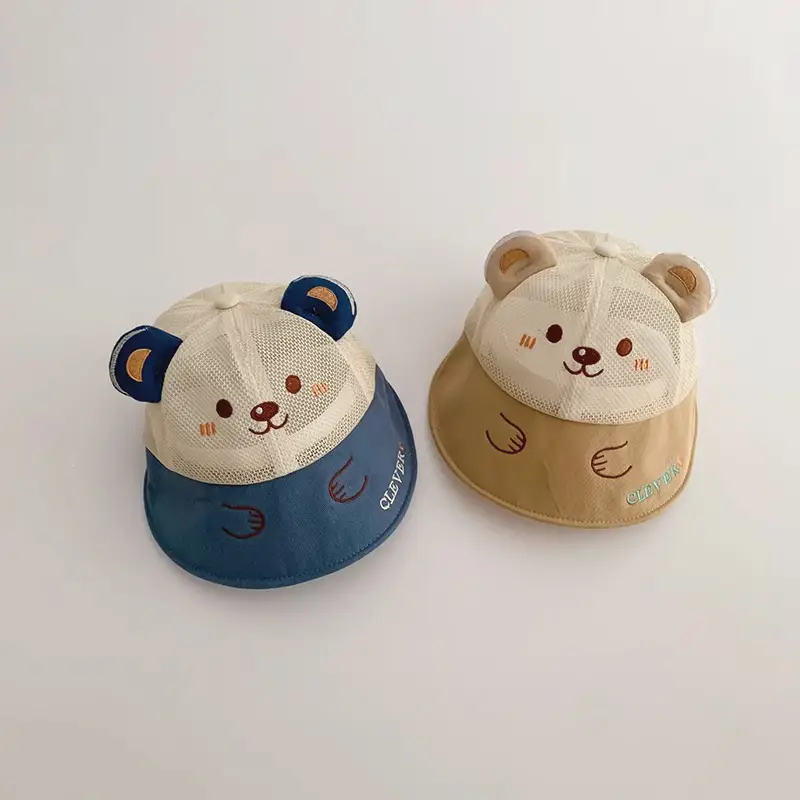 Baby Mesh Sun Hats Brown Beige Blue Peaked Cap - Image 21