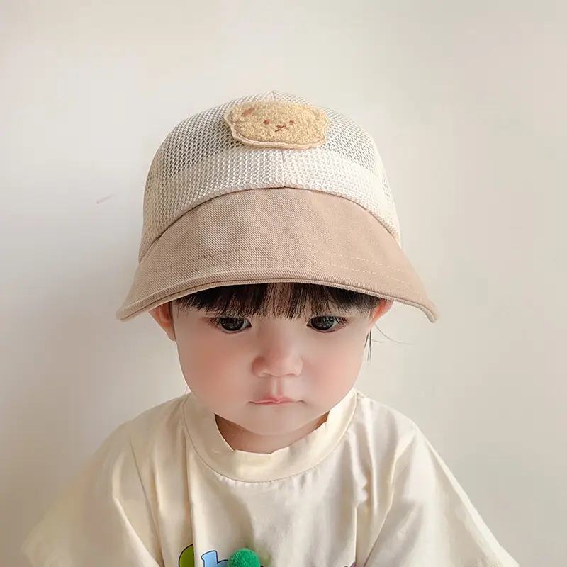 Baby Mesh Sun Hats Brown Beige Blue Peaked Cap - Image 13