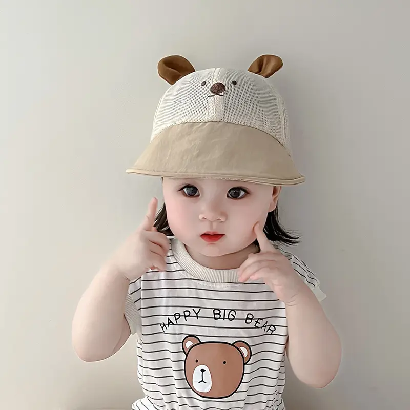 Baby Mesh Sun Hats Brown Beige Blue Peaked Cap - Image 16