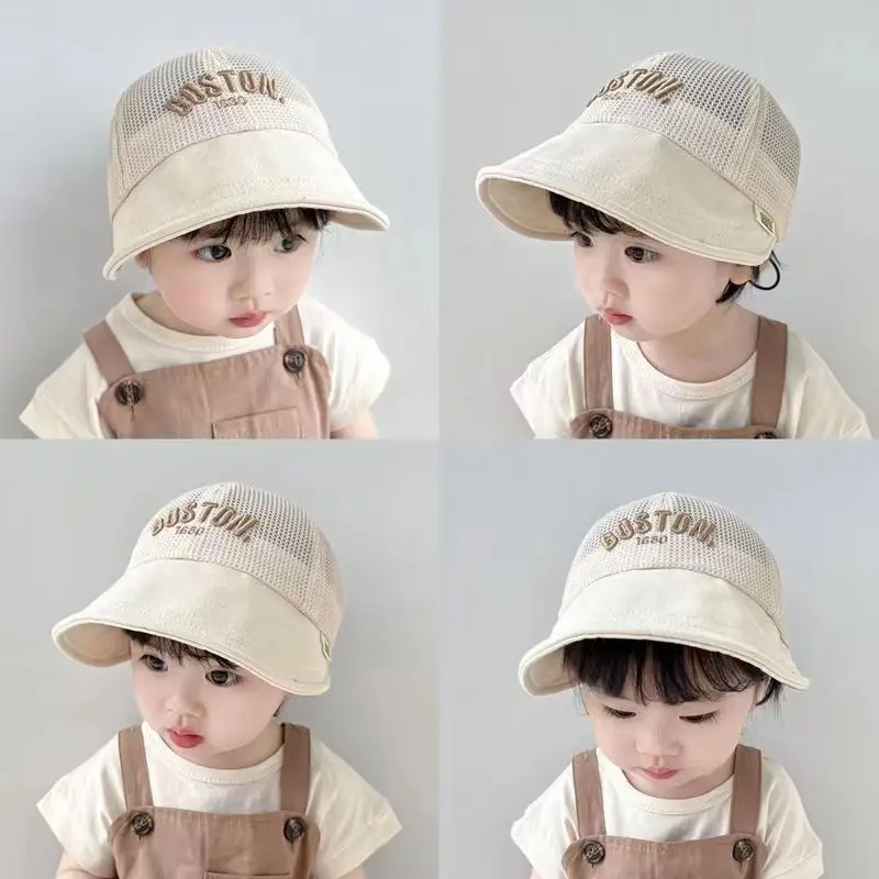 Baby Mesh Sun Hats Brown Beige Blue Peaked Cap - Image 5
