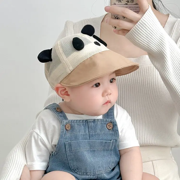Baby Mesh Sun Hats Brown Beige Blue Peaked Cap - Image 9