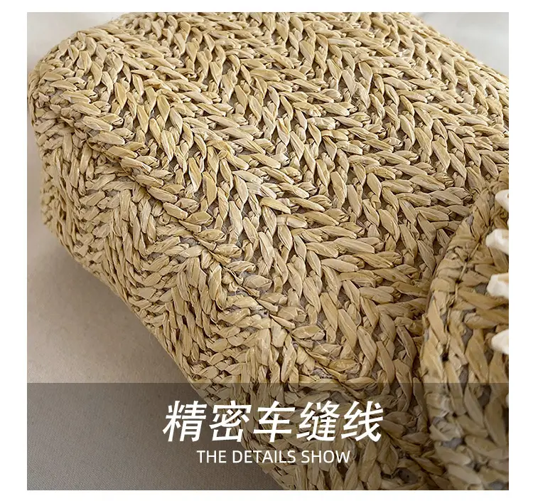 Women's Straw Flower Crossbody Bag Beige — feature 6