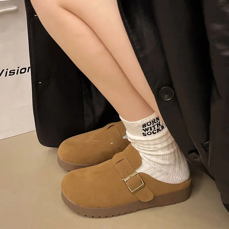 Retro Thick-Soled Versatile Toe-Cap Half Slippers for Women 2025 Spring and Summer New Soft-Soled Comfortable Non-Slip Birkenstock Slippers - Image 4
