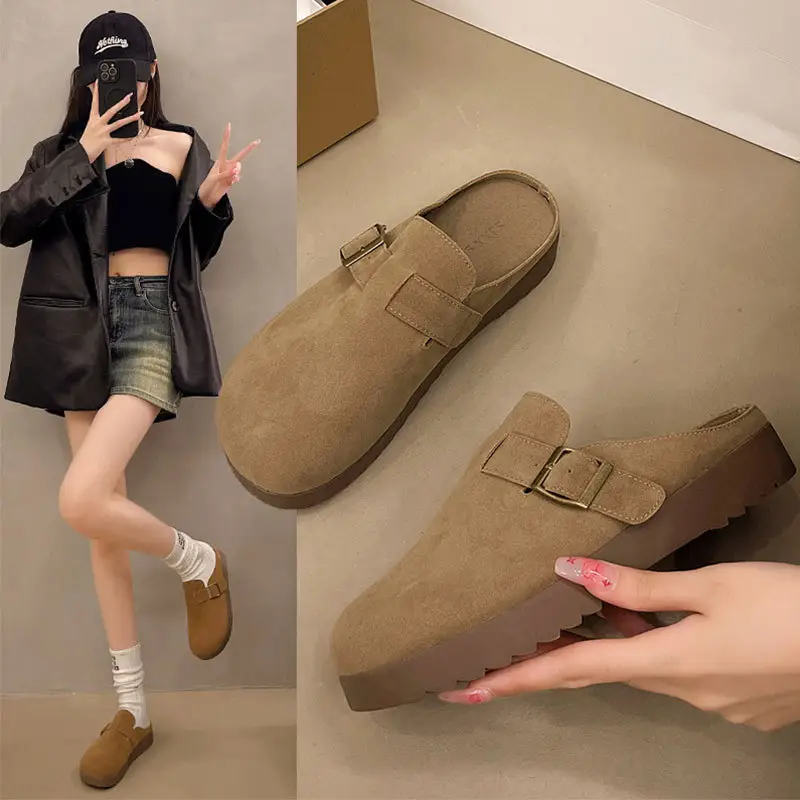 Retro Thick-Soled Versatile Toe-Cap Half Slippers for Women 2025 Spring and Summer New Soft-Soled Comfortable Non-Slip Birkenstock Slippers - Image 5