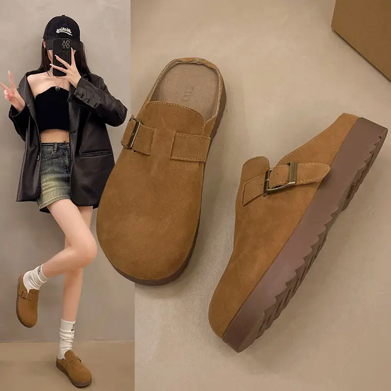 Retro Thick-Soled Versatile Toe-Cap Half Slippers for Women 2025 Spring and Summer New Soft-Soled Comfortable Non-Slip Birkenstock Slippers - Image 6