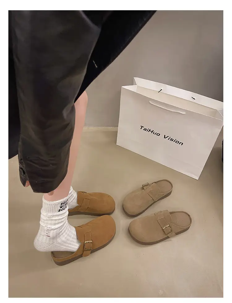 Retro Thick-Soled Versatile Toe-Cap Half Slippers for Women 2025 Spring and Summer New Soft-Soled Comfortable Non-Slip Birkenstock Slippers — feature 35