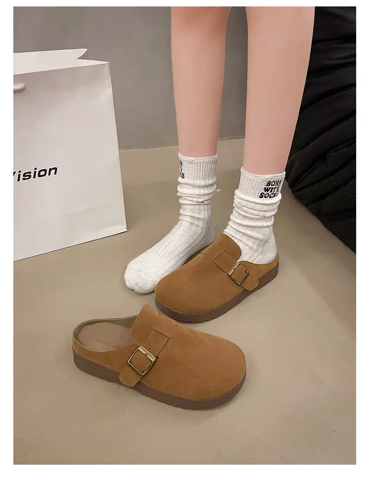 Retro Thick-Soled Versatile Toe-Cap Half Slippers for Women 2025 Spring and Summer New Soft-Soled Comfortable Non-Slip Birkenstock Slippers — feature 36