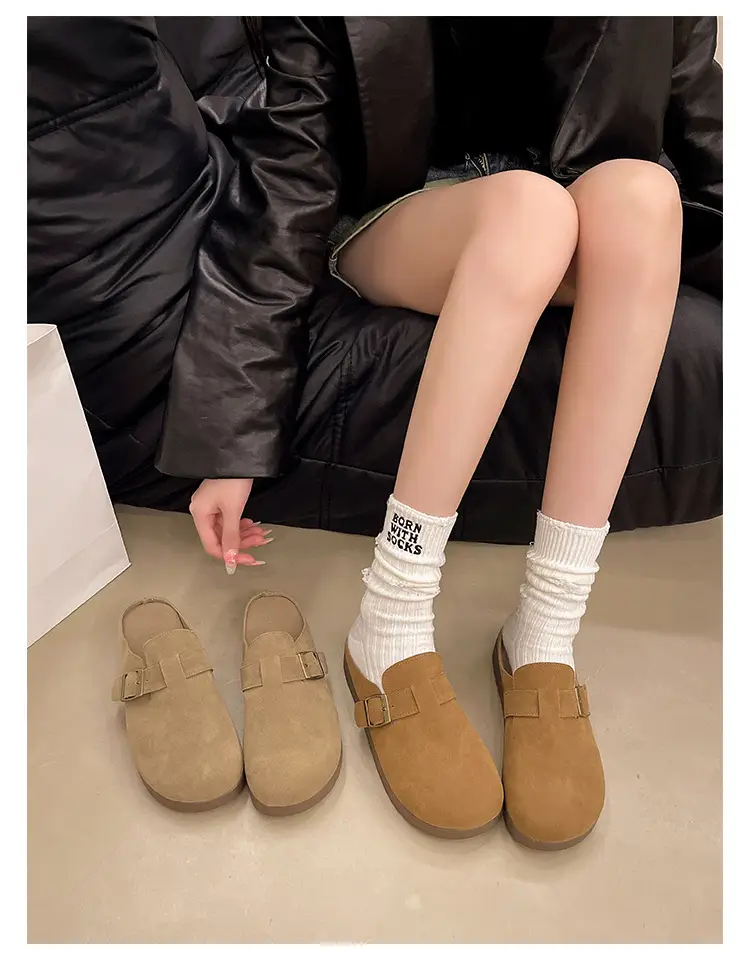 Retro Thick-Soled Versatile Toe-Cap Half Slippers for Women 2025 Spring and Summer New Soft-Soled Comfortable Non-Slip Birkenstock Slippers — feature 37