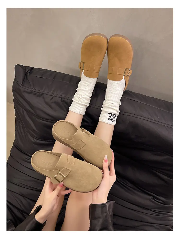 Retro Thick-Soled Versatile Toe-Cap Half Slippers for Women 2025 Spring and Summer New Soft-Soled Comfortable Non-Slip Birkenstock Slippers — feature 38