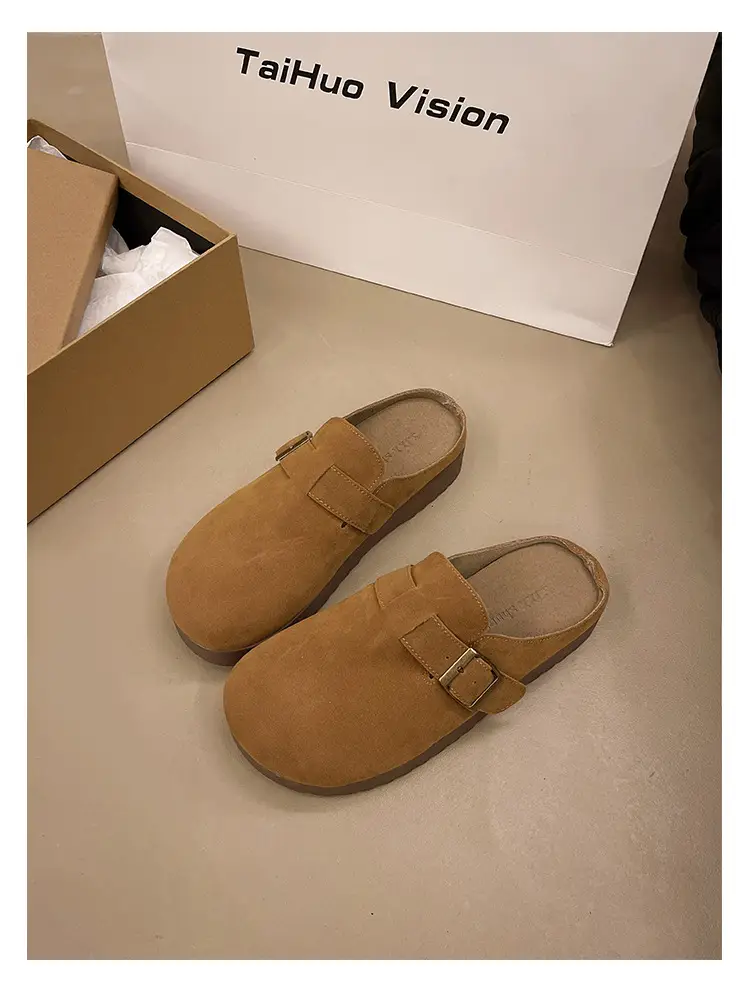 Retro Thick-Soled Versatile Toe-Cap Half Slippers for Women 2025 Spring and Summer New Soft-Soled Comfortable Non-Slip Birkenstock Slippers — feature 41