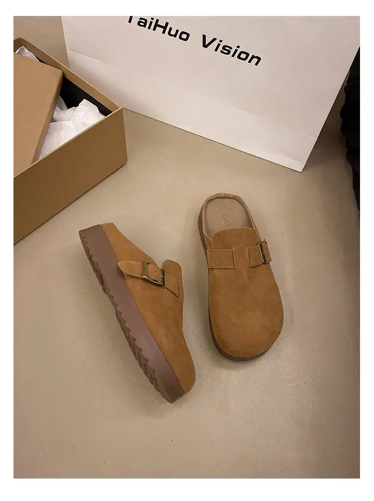 Retro Thick-Soled Versatile Toe-Cap Half Slippers for Women 2025 Spring and Summer New Soft-Soled Comfortable Non-Slip Birkenstock Slippers — feature 42
