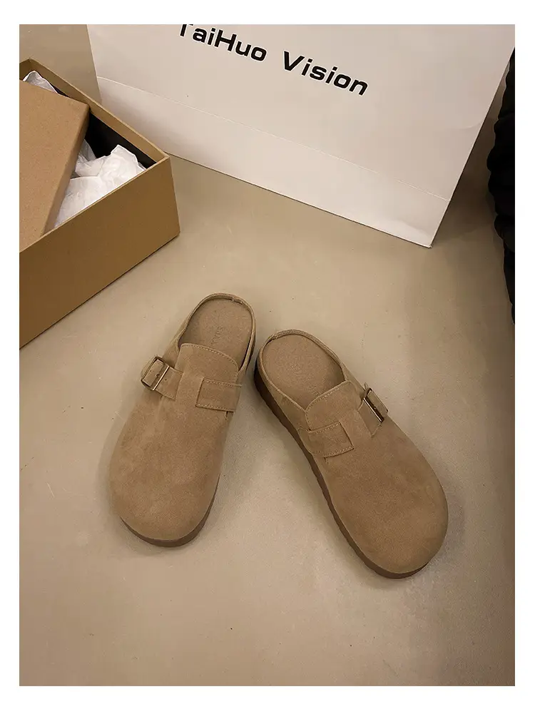Retro Thick-Soled Versatile Toe-Cap Half Slippers for Women 2025 Spring and Summer New Soft-Soled Comfortable Non-Slip Birkenstock Slippers — feature 43