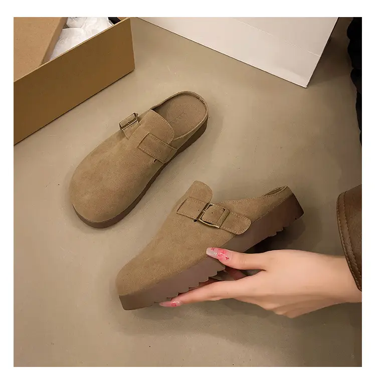 Retro Thick-Soled Versatile Toe-Cap Half Slippers for Women 2025 Spring and Summer New Soft-Soled Comfortable Non-Slip Birkenstock Slippers — feature 44