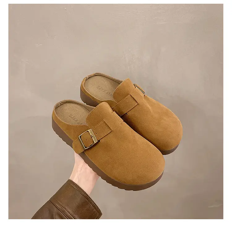 Retro Thick-Soled Versatile Toe-Cap Half Slippers for Women 2025 Spring and Summer New Soft-Soled Comfortable Non-Slip Birkenstock Slippers — feature 45