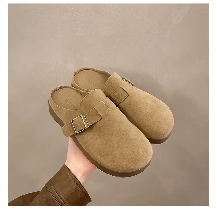 Retro Thick-Soled Versatile Toe-Cap Half Slippers for Women 2025 Spring and Summer New Soft-Soled Comfortable Non-Slip Birkenstock Slippers — feature 46