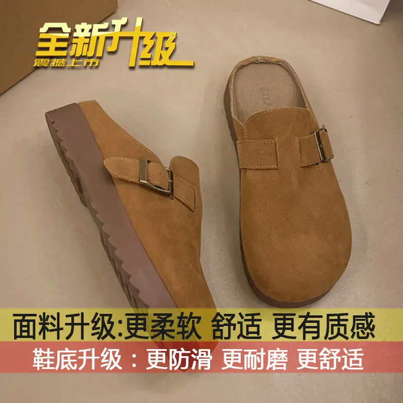 Retro Thick-Soled Versatile Toe-Cap Half Slippers for Women 2025 Spring and Summer New Soft-Soled Comfortable Non-Slip Birkenstock Slippers - Image 2
