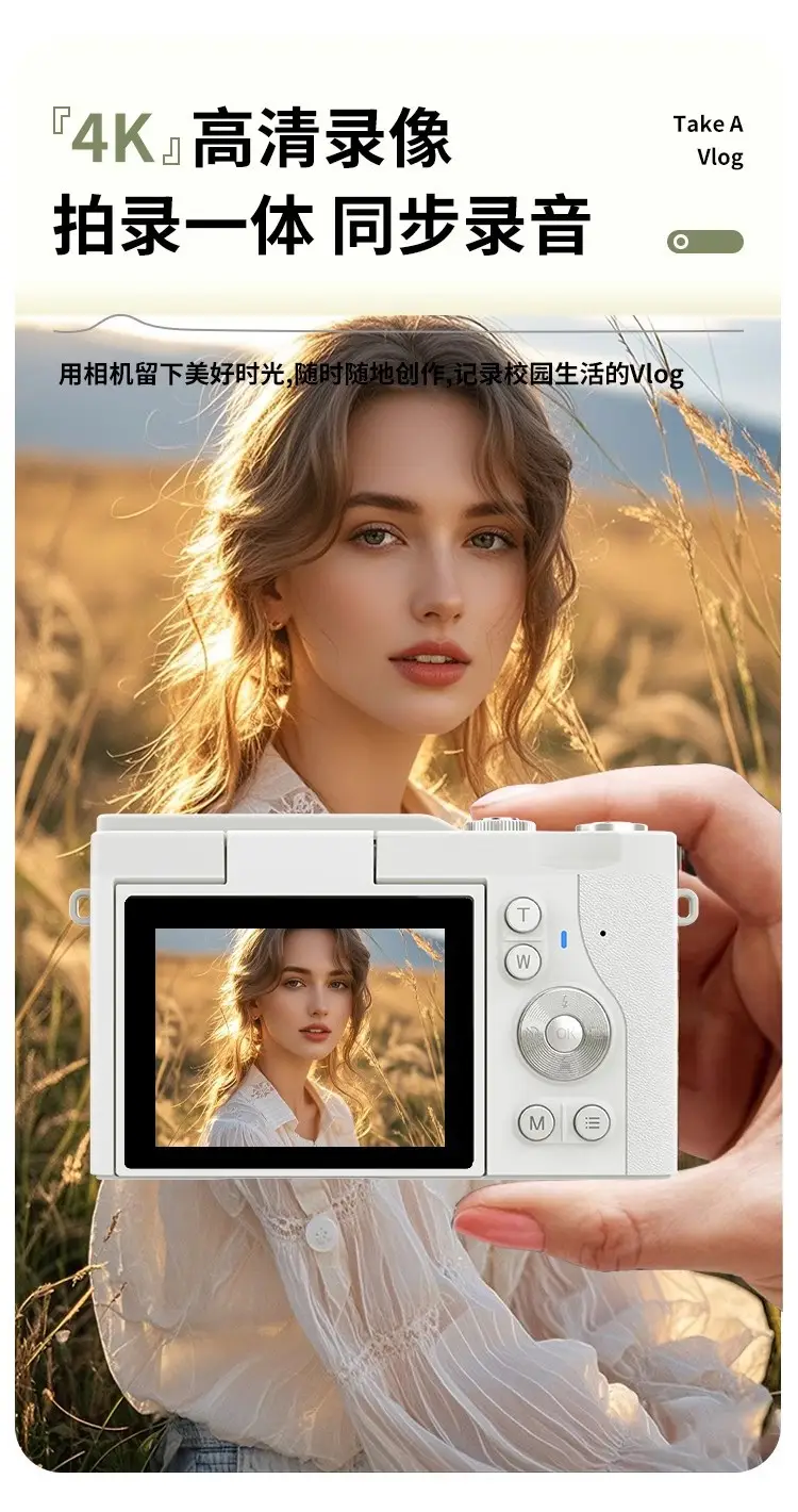 New student camera retro CCD HD flip screen entry-level SLR camera 4K high pixel dual camera light — feature 5