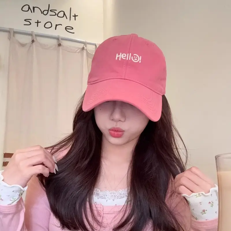 Hello Letter Beige Baseball Cap Unisex Sun Hat - Image 10