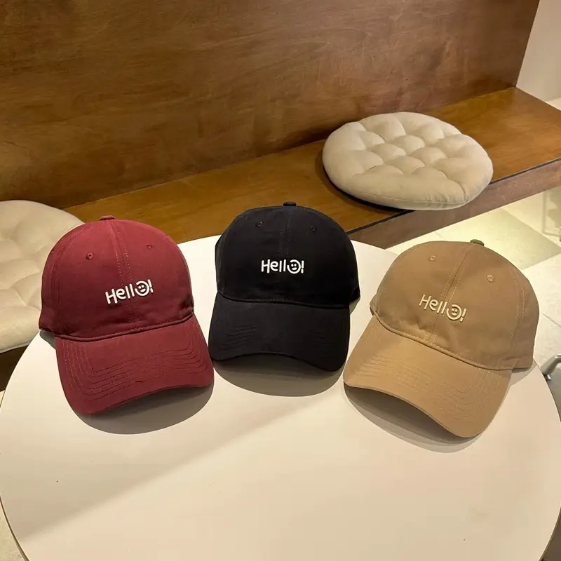Hello Letter Beige Baseball Cap Unisex Sun Hat - Image 12