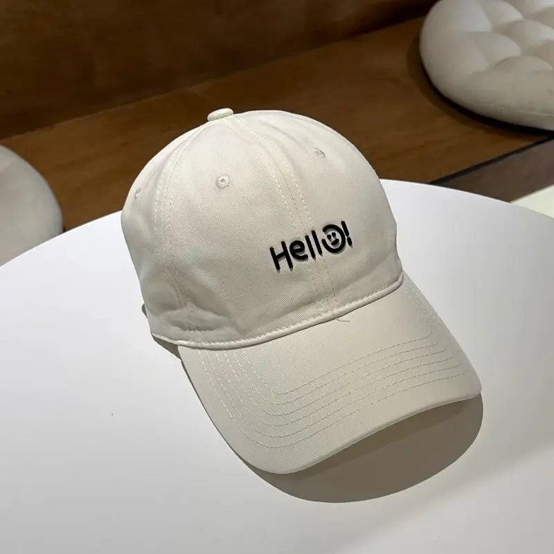 Hello Letter Beige Baseball Cap Unisex Sun Hat — feature 10