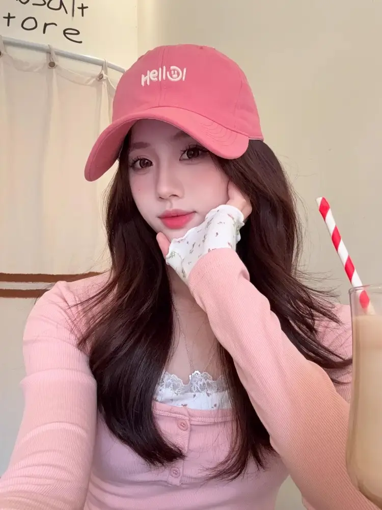 Hello Letter Beige Baseball Cap Unisex Sun Hat — feature 2