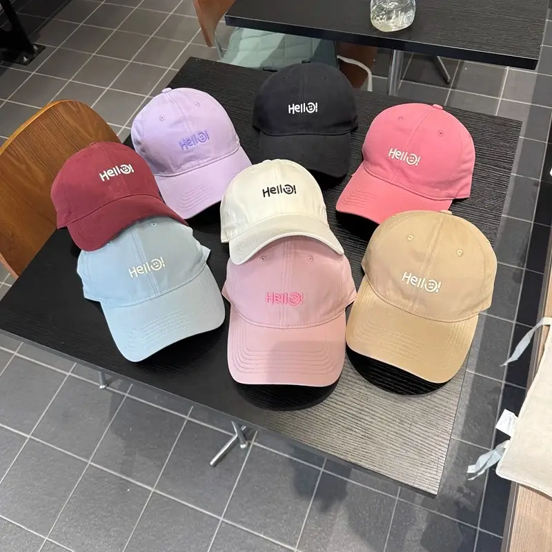 Hello Letter Beige Baseball Cap Unisex Sun Hat — feature 5