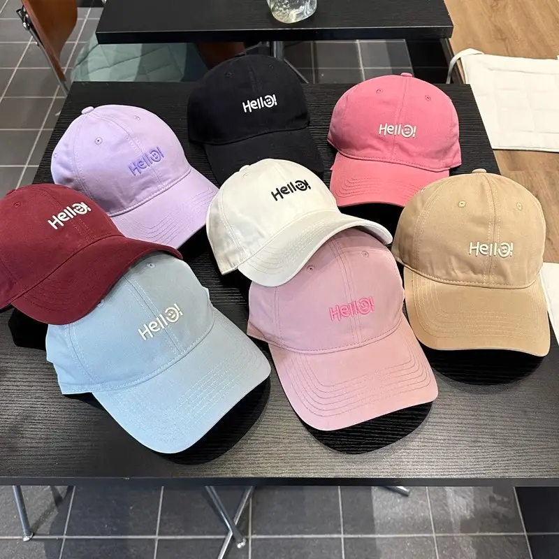 Hello Letter Beige Baseball Cap Unisex Sun Hat — feature 7