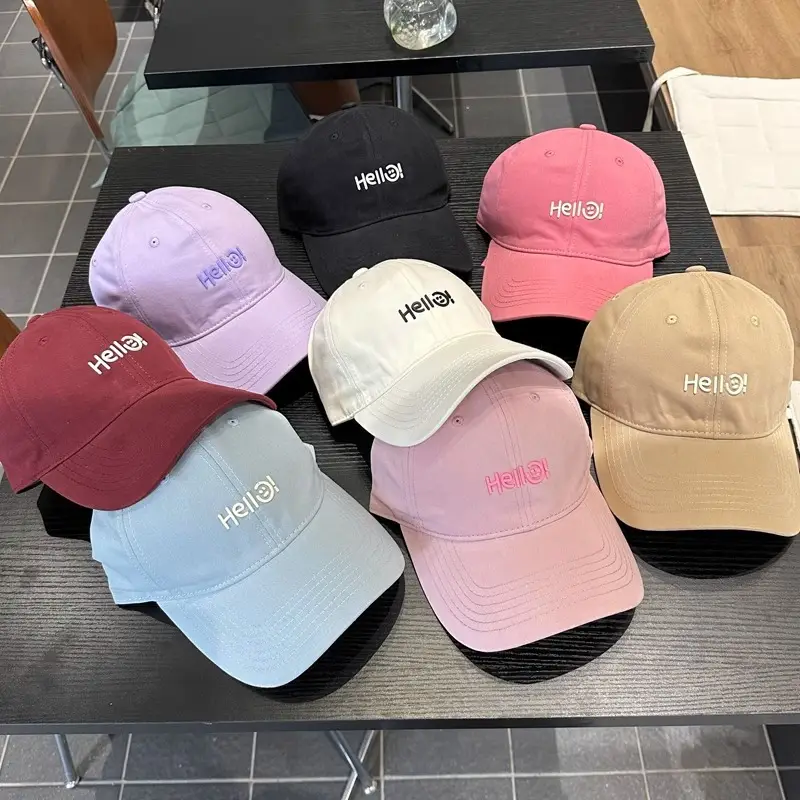 Hello Letter Beige Baseball Cap Unisex Sun Hat — feature 8