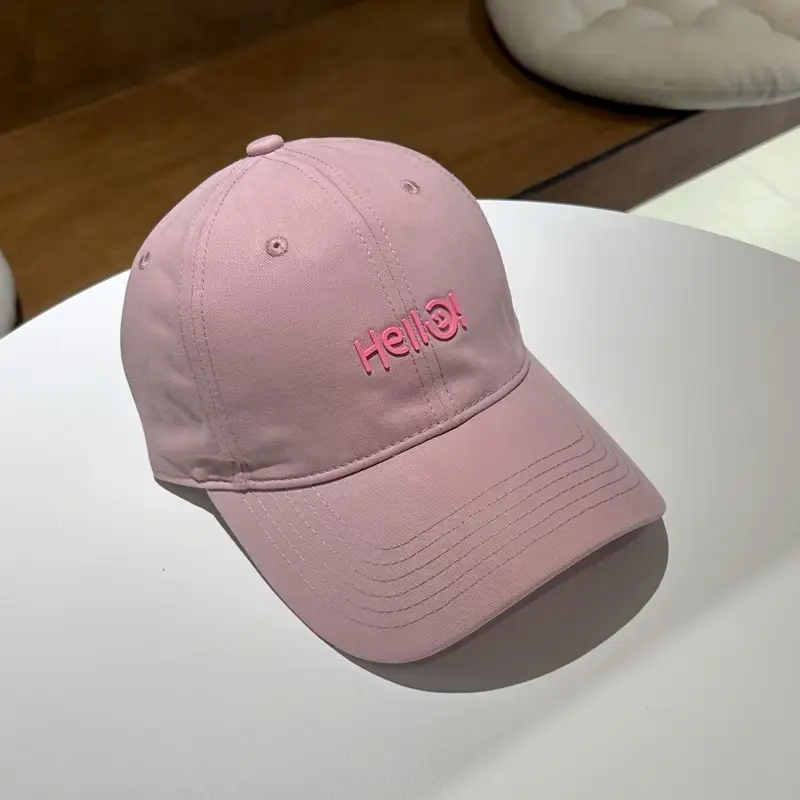 Hello Letter Beige Baseball Cap Unisex Sun Hat - Image 4