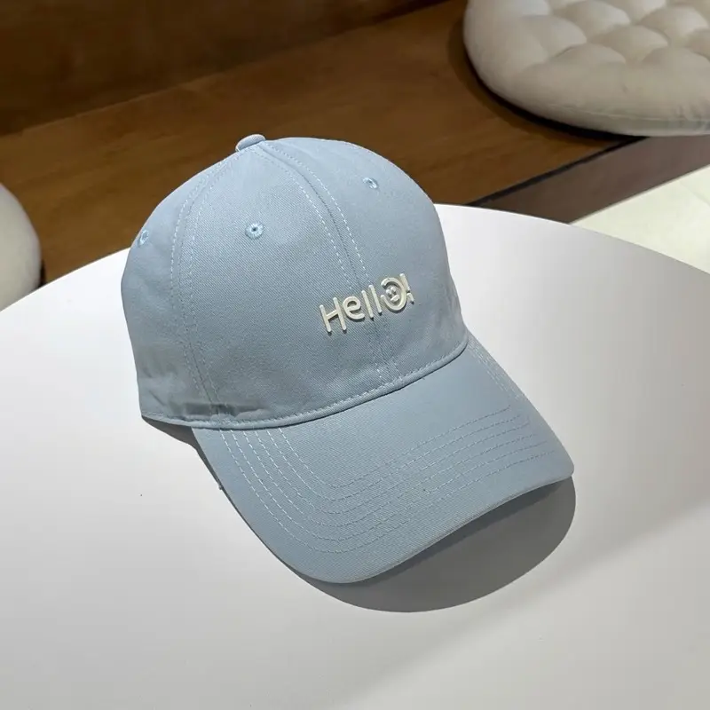 Hello Letter Beige Baseball Cap Unisex Sun Hat - Image 6
