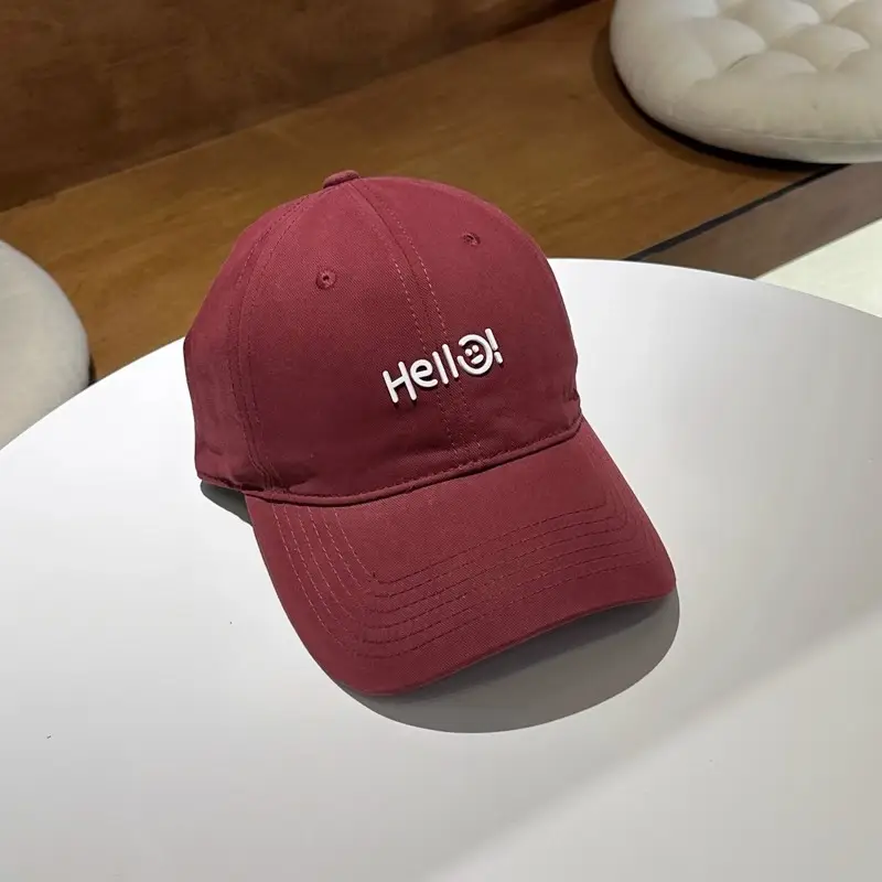 Hello Letter Beige Baseball Cap Unisex Sun Hat - Image 7