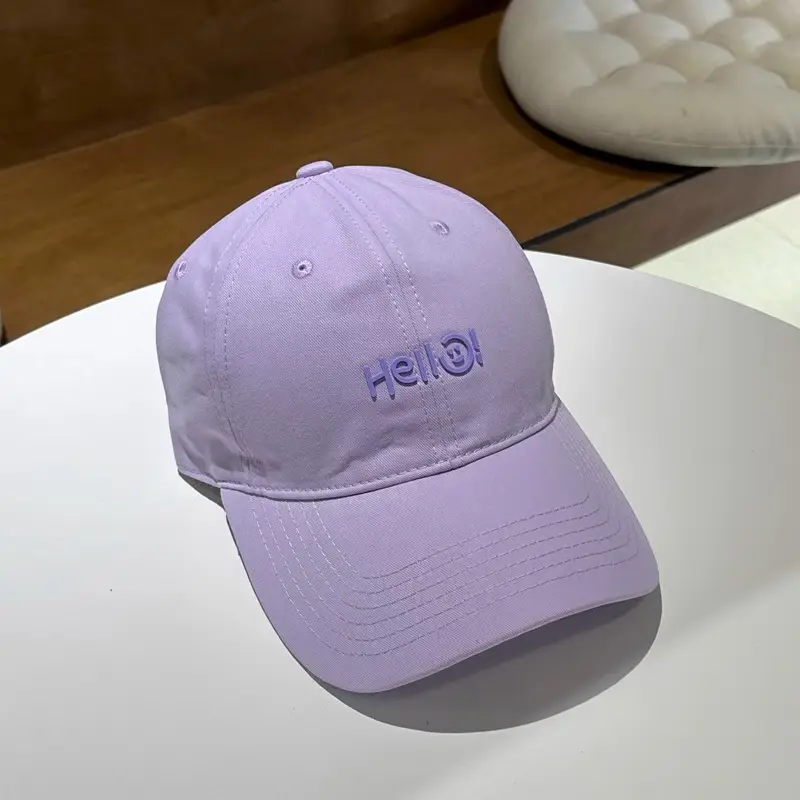 Hello Letter Beige Baseball Cap Unisex Sun Hat - Image 8