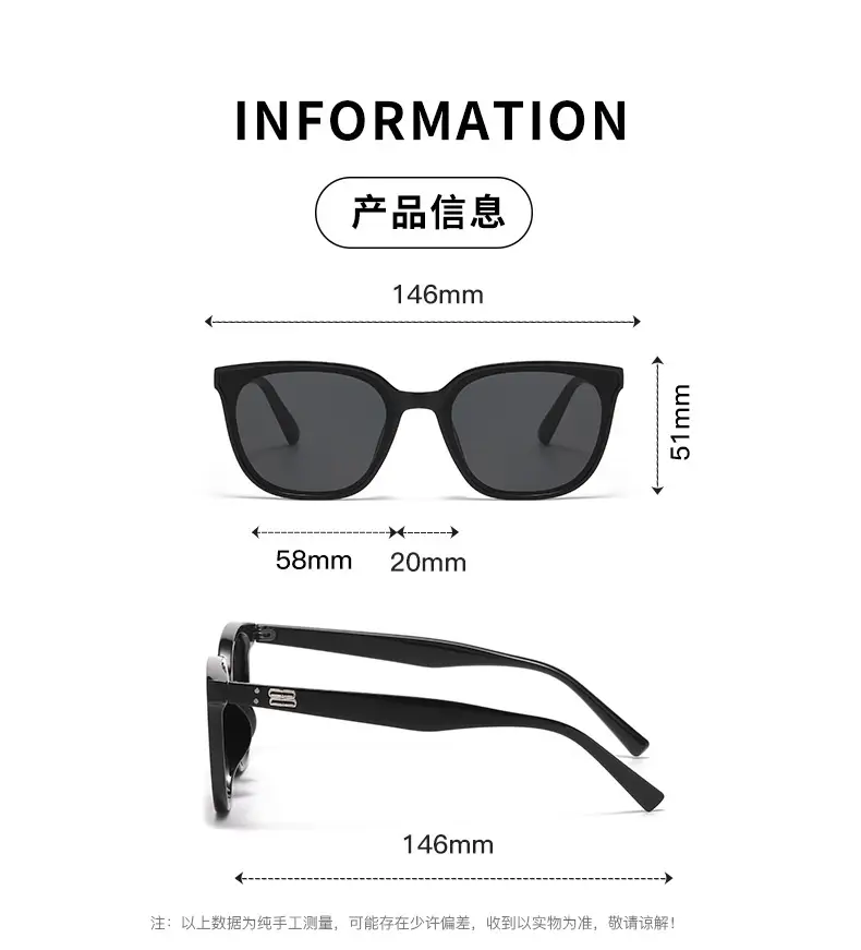 Women Anti-UV Concave Sunglasses Black β feature 4