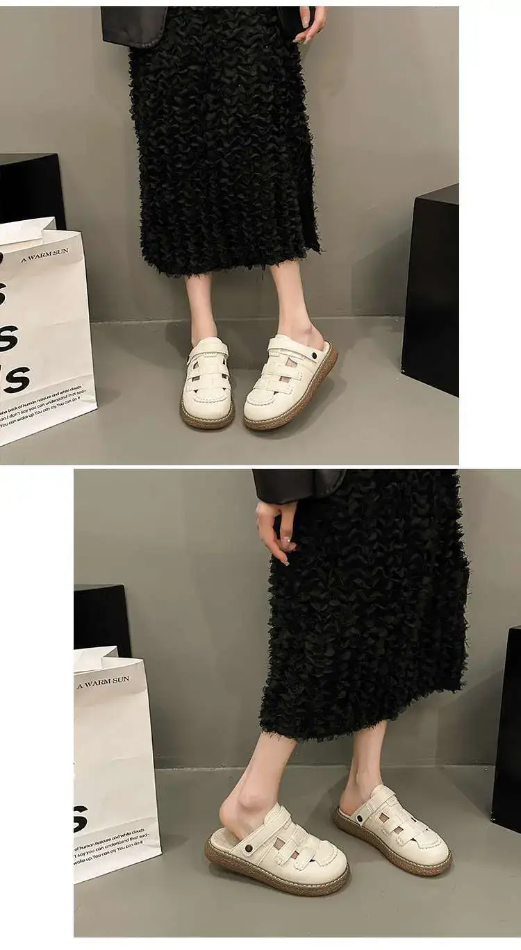 Women White Leather Roman Sandals 2025 Summer — feature 10