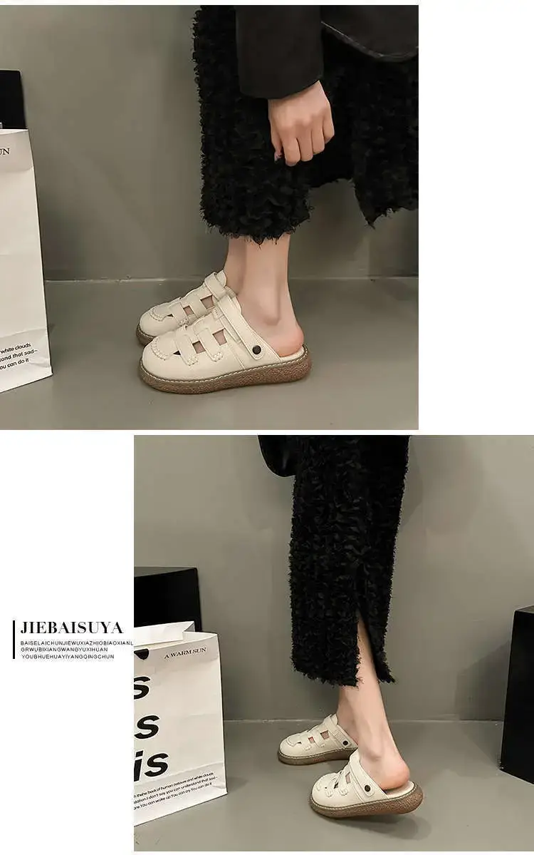 Women White Leather Roman Sandals 2025 Summer — feature 11