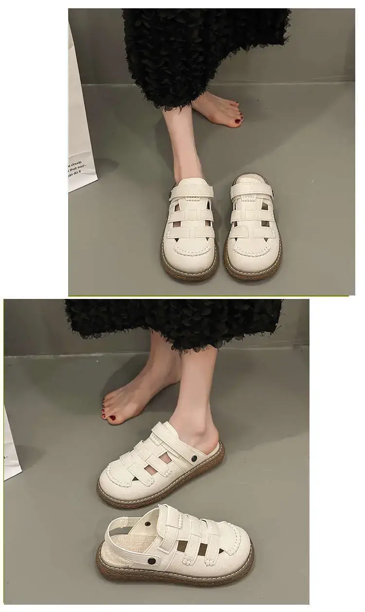 Women White Leather Roman Sandals 2025 Summer — feature 12