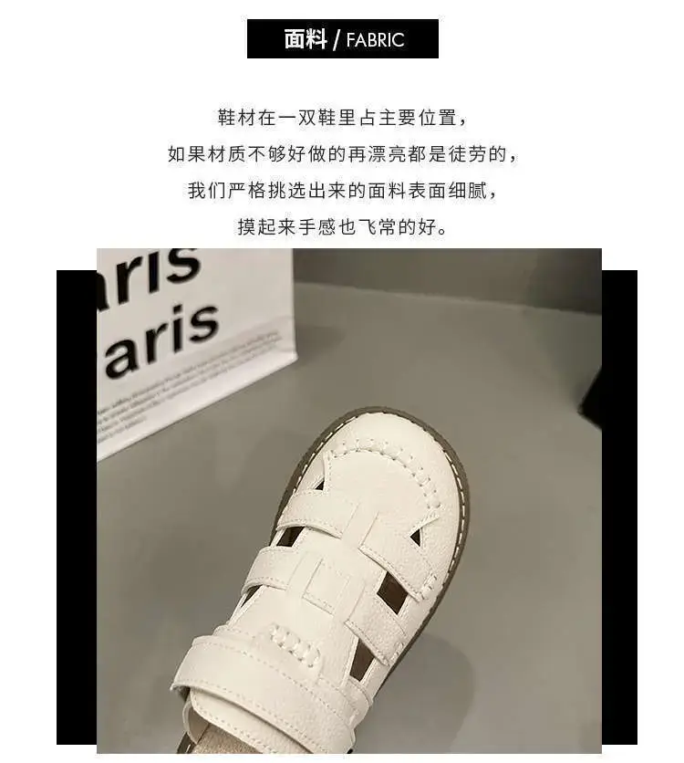 Women White Leather Roman Sandals 2025 Summer — feature 3