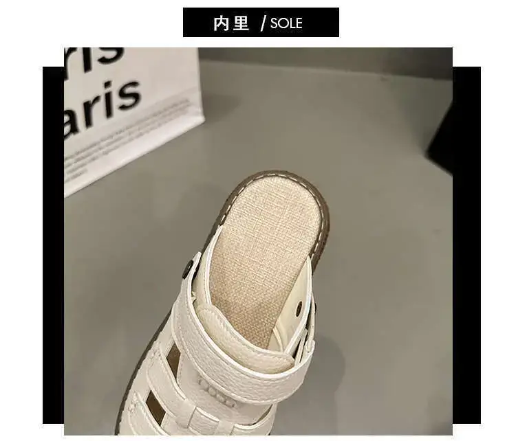 Women White Leather Roman Sandals 2025 Summer — feature 5