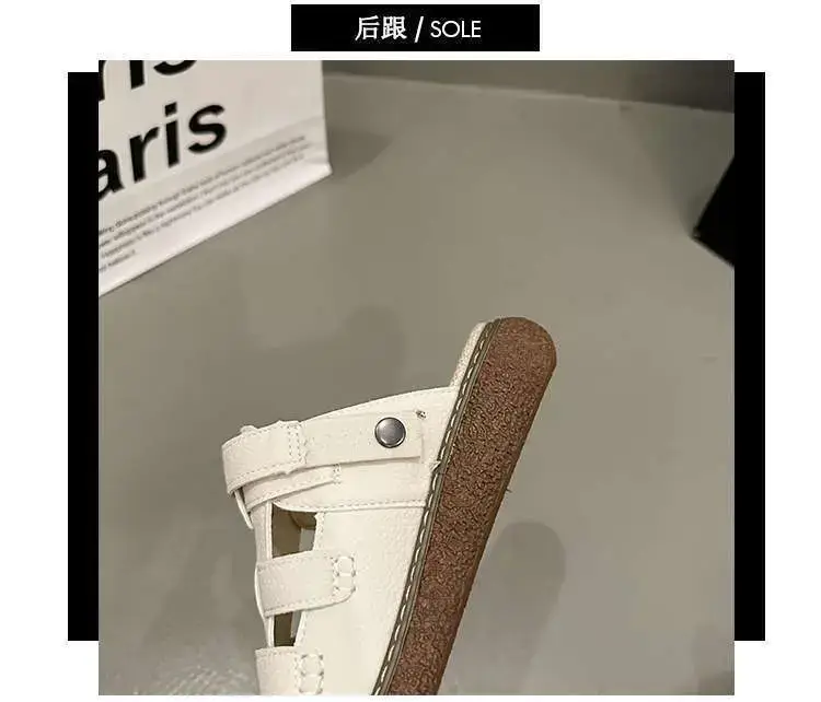 Women White Leather Roman Sandals 2025 Summer — feature 6