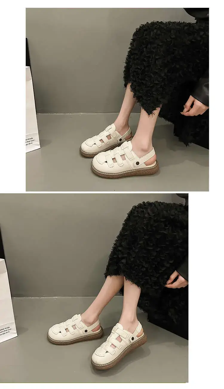 Women White Leather Roman Sandals 2025 Summer — feature 8