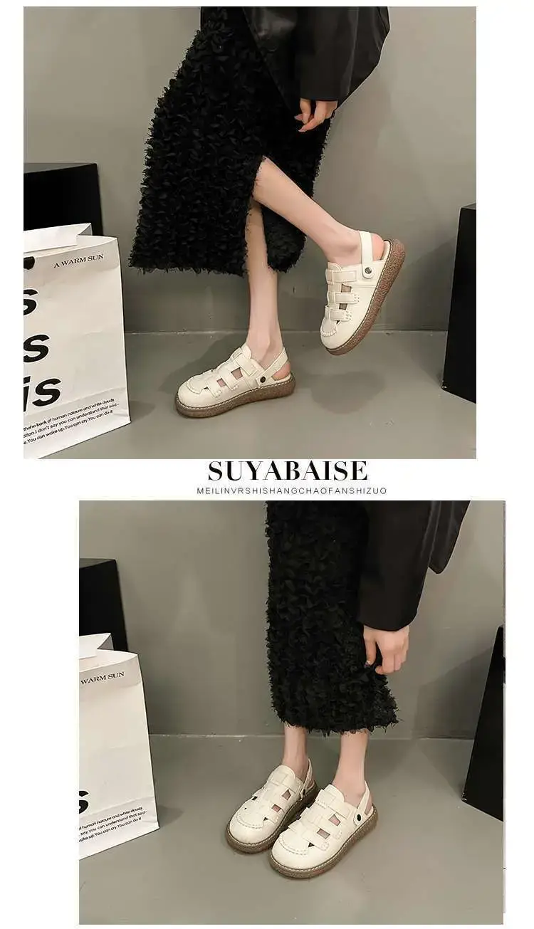 Women White Leather Roman Sandals 2025 Summer — feature 9