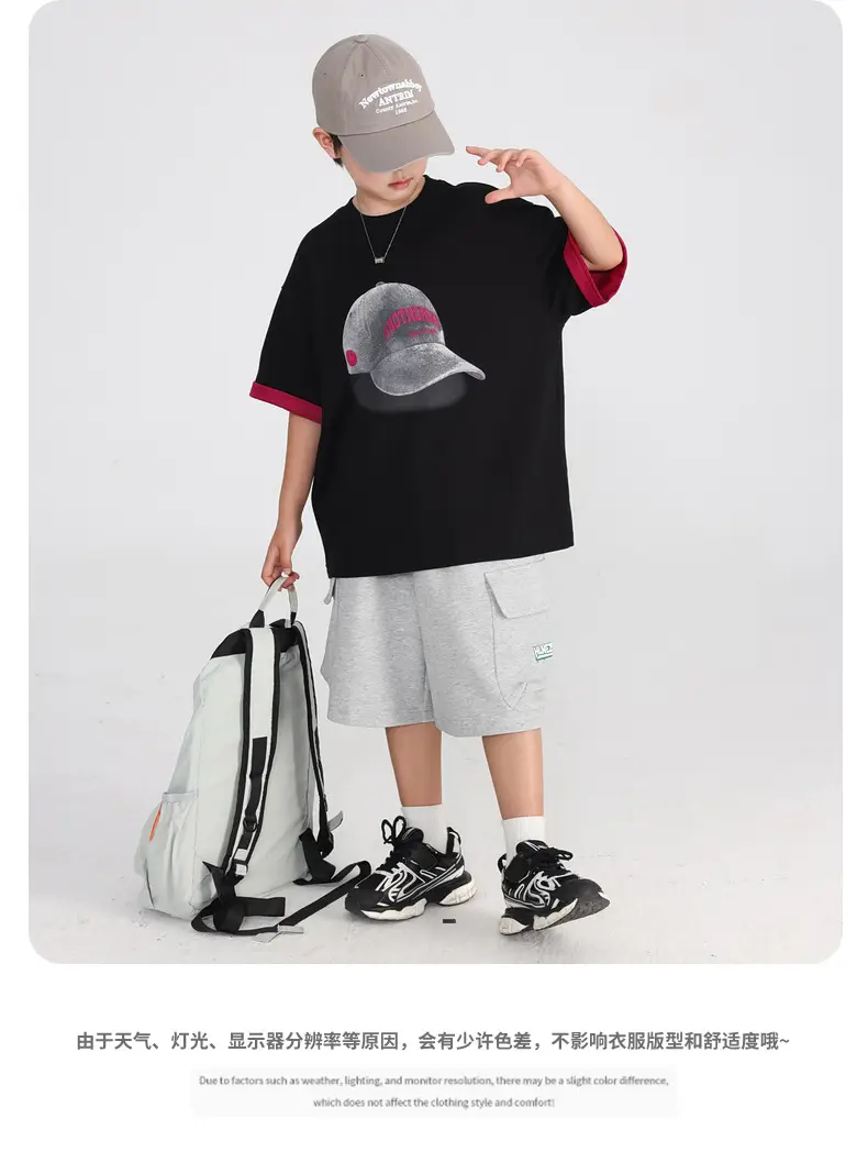 Boys Ice-Feel T-Shirt 2026 Summer Thin Black Pink — feature 12