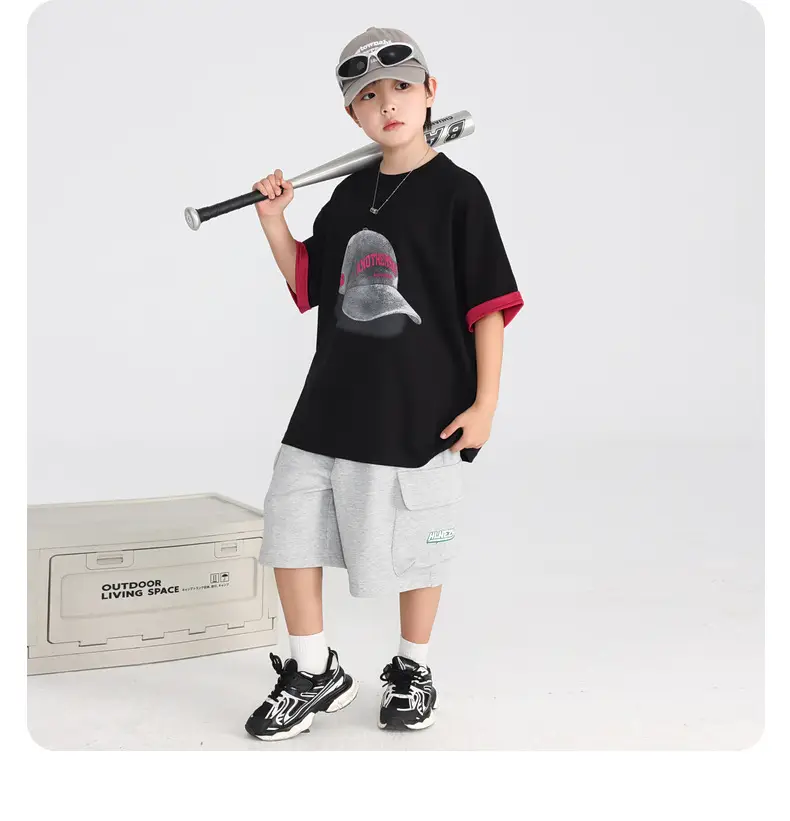 Boys Ice-Feel T-Shirt 2026 Summer Thin Black Pink — feature 16