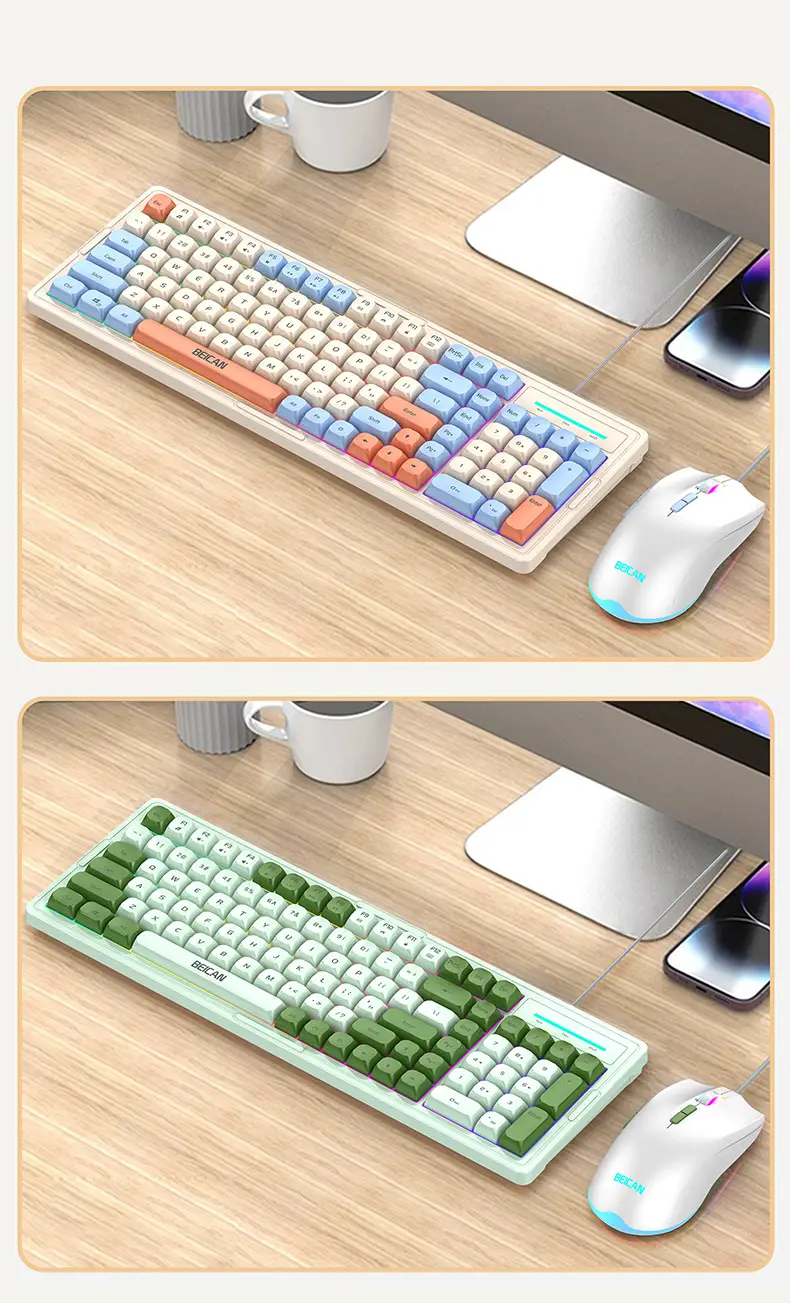 Wired Luminous Keyboard and Mouse Mechanical Feel Gaming E-sports Notebook Desktop Computer Peripherals Film Keyboard and Mouse Cover — feature 10